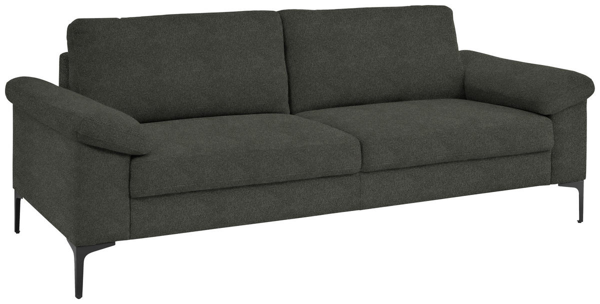 3-SITZER-SOFA in Flachgewebe Grau  - Schwarz/Grau, Design, Textil/Metall (226/89/97cm) - Pure Home Lifestyle