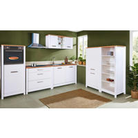 KÜCHENLEERBLOCK 430 cm   in Weiß, Eiche Artisan  - Silberfarben/Weiß, MODERN, Glas/Holzwerkstoff (430cm) - home24