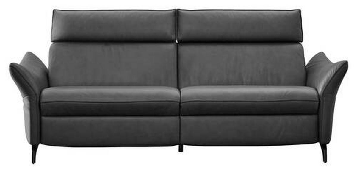 SOFA Echtleder Grau  - Edelstahlfarben/Grau, Design, Leder/Metall (194/94/95cm) - Himolla