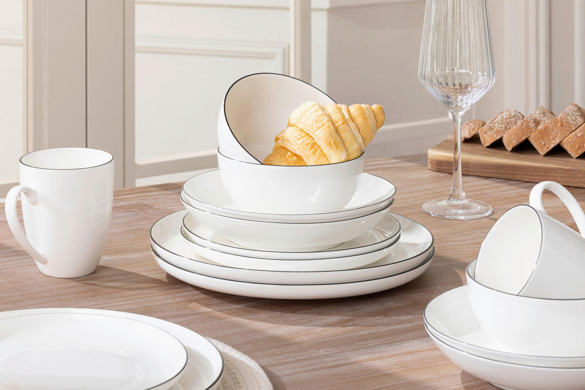 Serviciu De Masă Complet 20 piese  - alb/negru, Design, ceramică - Novel