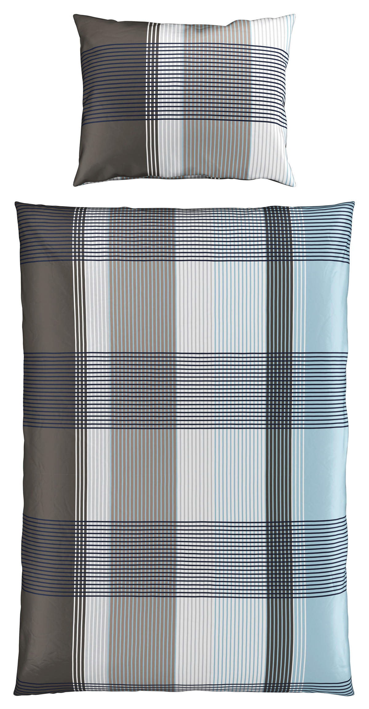 POSTELJINA CHECKERS 140/200 cm saten plava, siva  - siva/plava, Konvencionalno, tekstil (140/200cm) - Boxxx