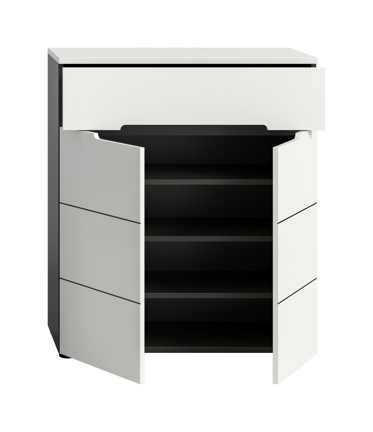 SCHUHSCHRANK  in 80/94/37 cm  - Schwarz/Weiß, Design, Holzwerkstoff/Kunststoff (80/94/37cm) - Livetastic