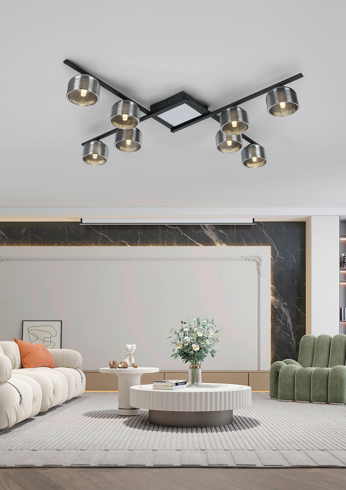 DECKENLEUCHTE    89/89/14 cm  - Chromfarben/Schwarz, Trend, Glas/Kunststoff (89/89/14cm) - Novel