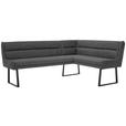 ECKBANK 217/159 cm Webstoff Schwarz, Dunkelgrau - Dunkelgrau/Schwarz, Design, Textil/Metall (217/159cm) - Novel