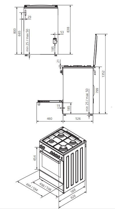 HERD STK657  - Weiß, Basics, Metall (59,8/86,3-88,8/62,6cm) - Oranier