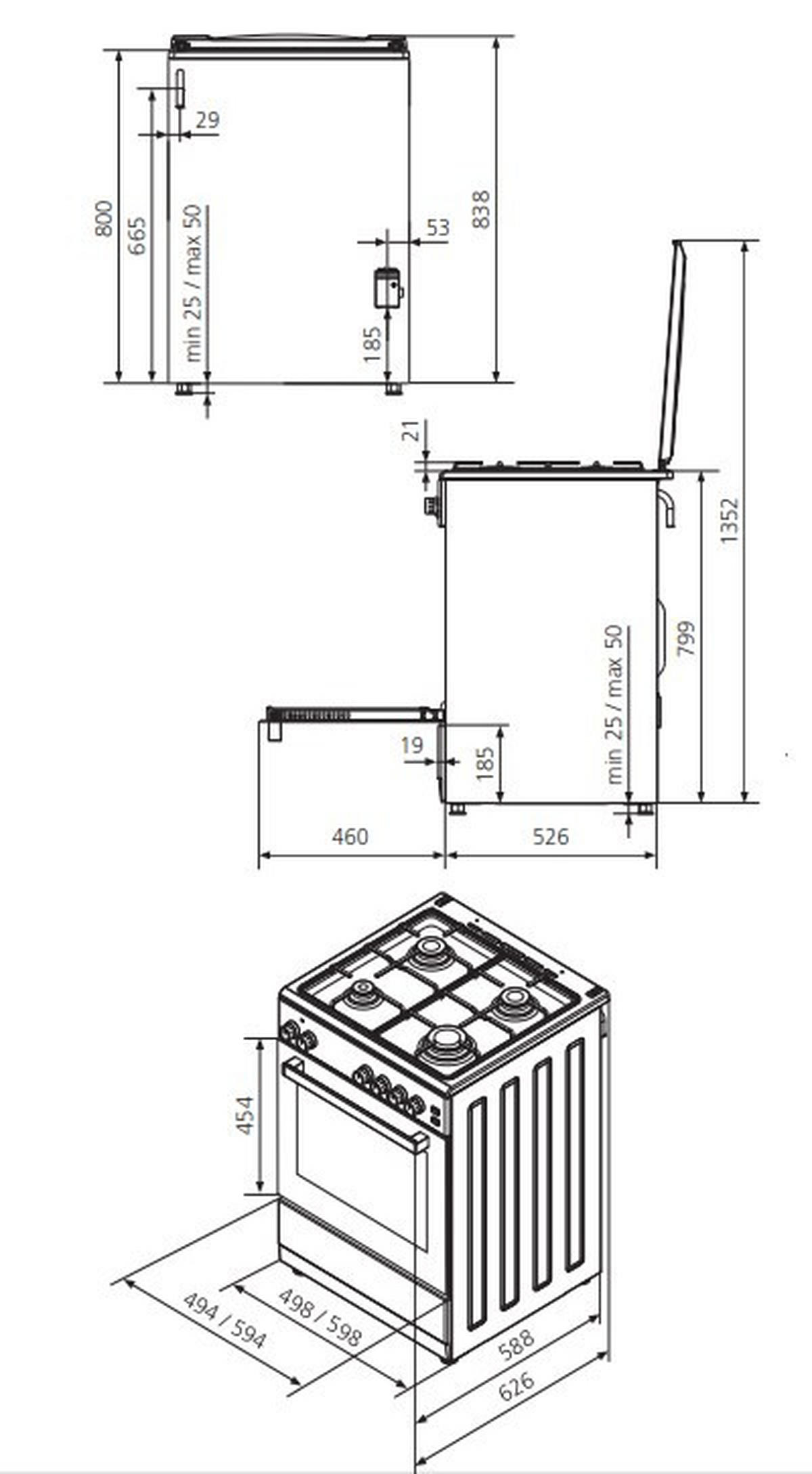 HERD STK557  - Weiß, Basics, Metall (49,8/86,3-88,8/62,6cm) - Oranier