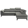 ECKSOFA Grau Mikrovelours  - Schwarz/Grau, KONVENTIONELL, Kunststoff/Textil (271/231cm) - Carryhome