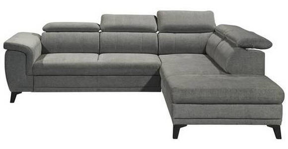 ECKSOFA Grau Mikrovelours  - Schwarz/Grau, KONVENTIONELL, Kunststoff/Textil (271/231cm) - Carryhome