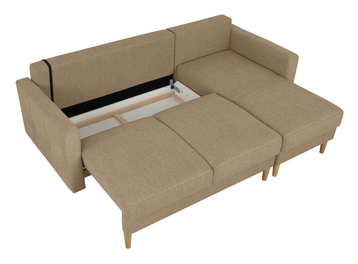 ECKSOFA Noret Hellbraun  - Hellbraun/Buchefarben, Design, Holz/Textil (223/157cm) - MID.YOU