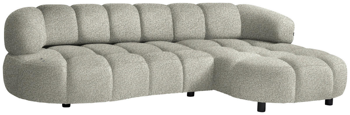 ECKSOFA Hellgrau Webstoff  - Hellgrau/Schwarz, Design, Holz/Textil (284/183cm) - Welnova