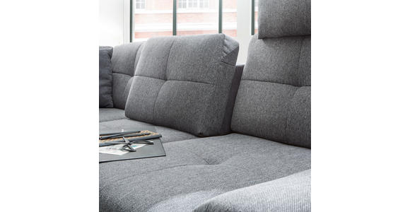 ECKSOFA in Flachgewebe Blau, Grau  - Chromfarben/Blau, Design, Textil/Metall (296/229cm) - Novel