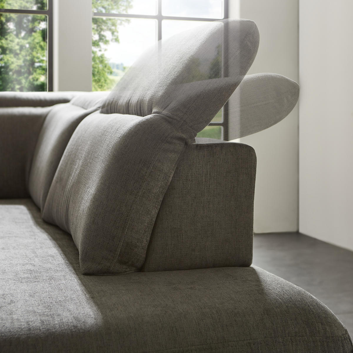 ECKSOFA in Webstoff Grau  - Schwarz/Grau, Design, Textil/Metall (293/197cm) - Stylife