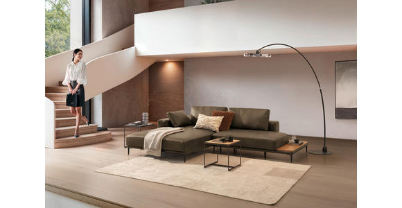 ECKSOFA  in Echtleder Cappuccino  201/304 cm  - Schwarz/Cappuccino, Design, Leder/Metall (201/304cm) - Belluti