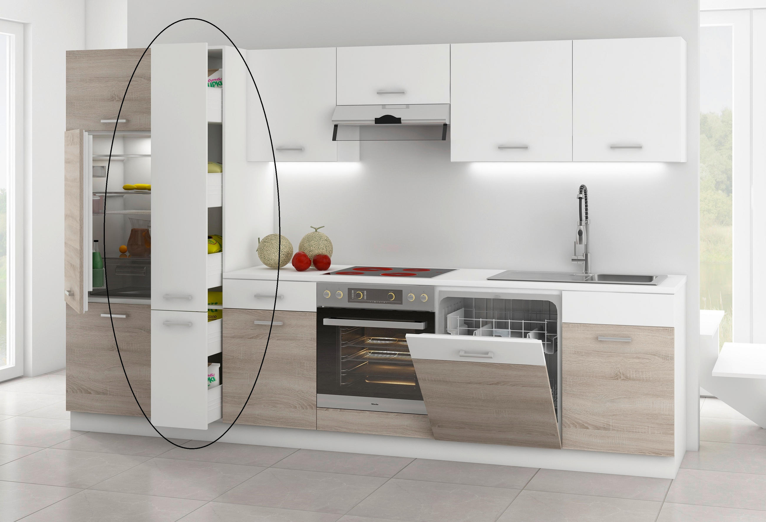 Coloană Extractibilă 30/200/55 cm   - alb/culoare aluminiu, Design, plastic/material pe bază de lemn (30/200/55cm) - P & B