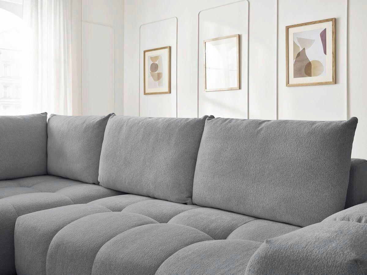 ECKSCHLAFSOFA EVEREST  mit Rücken echt, Armteil links, Armteil rechts Flachgewebe Dunkelgrau  - Dunkelgrau/Schwarz, MODERN, Kunststoff/Textil (320/212cm)