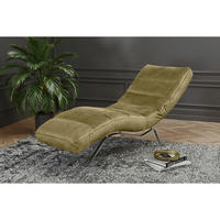 RELAXLIEGE in Echtleder Olivgrün  - Silberfarben/Olivgrün, Design, Leder/Metall (65/65-95/171cm) - Livetastic