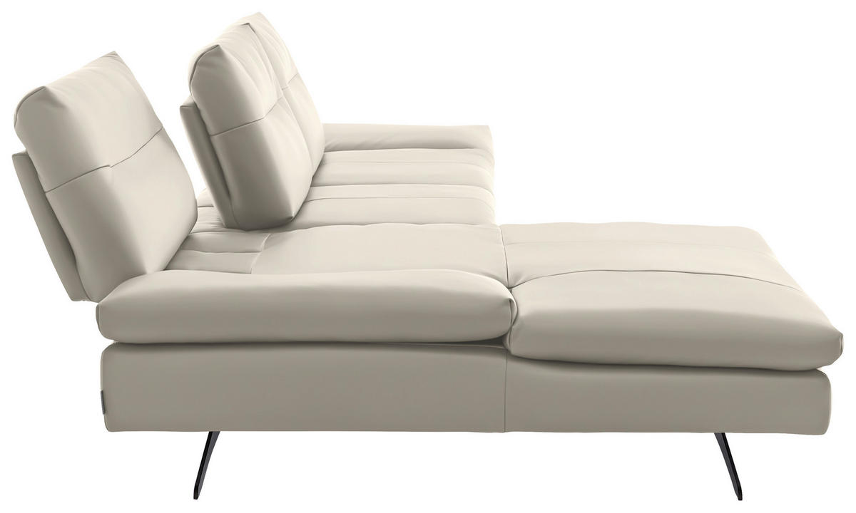 ECKSOFA  in Echtleder Ecru  158/342 cm  - Ecru/Schwarz, MODERN, Leder/Metall (158/342cm) - Chilliano