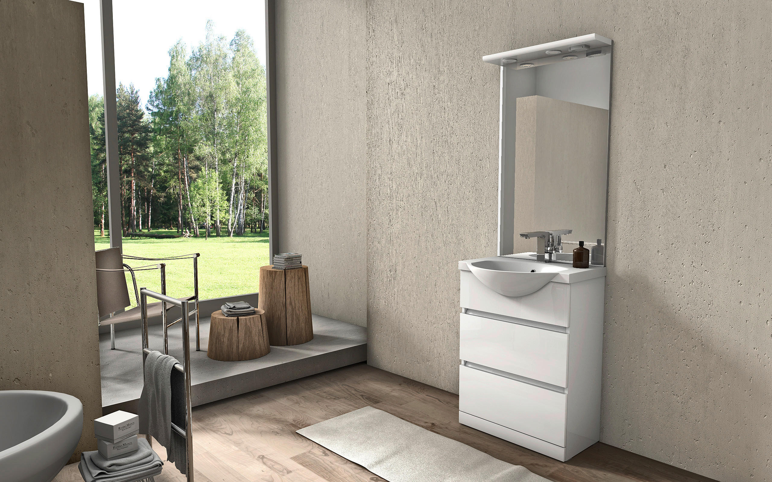 FÜRDŐSZOBA - fehér, Basics, műanyag/faalapú anyag (60/190/50cm) - Welnova