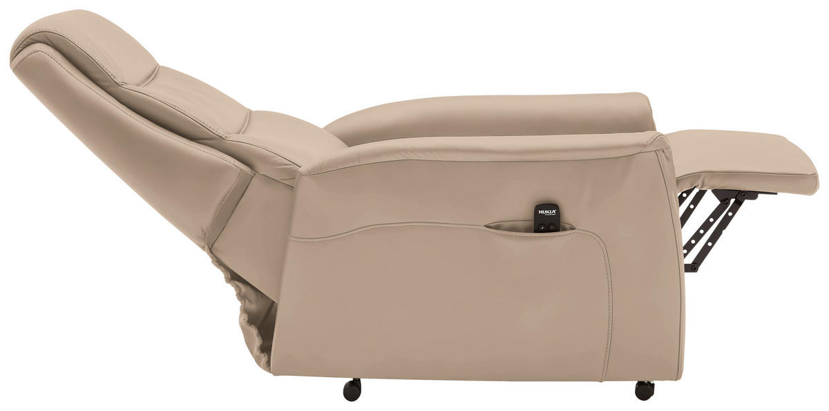 FERNSEHSESSEL Valdera  mit Relaxfunktion, Aufstehhilfe, Rücken echt Echtleder Sandfarben  - Sandfarben/Schwarz, KONVENTIONELL, Leder/Kunststoff (70/107/88cm) - Livetastic