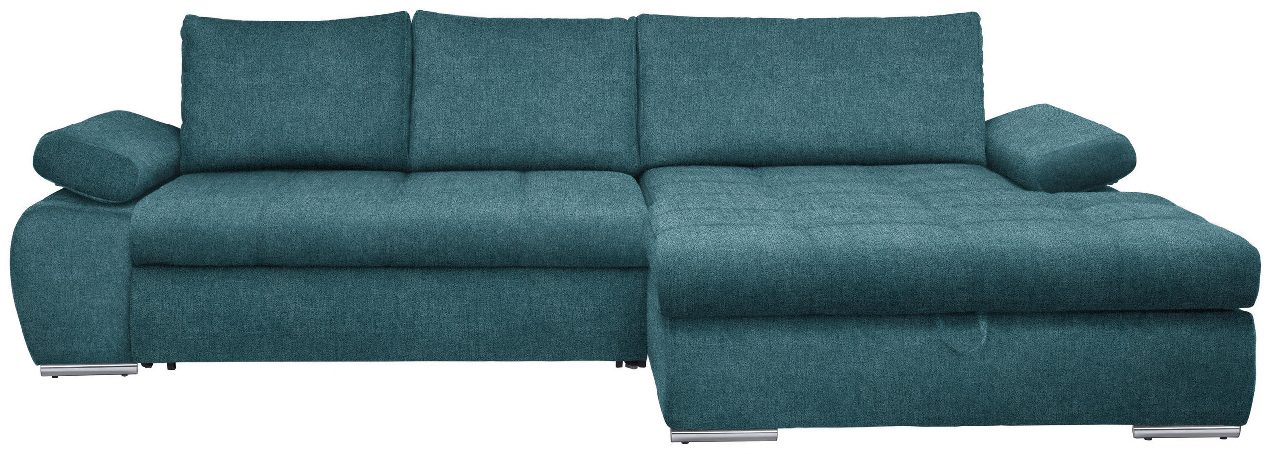 ECKSOFA Petrol Flachgewebe  - Chromfarben/Petrol, Design, Kunststoff/Textil (294/173cm) - Carryhome