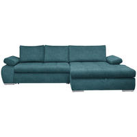 ECKSOFA Petrol Flachgewebe  - Chromfarben/Petrol, Design, Kunststoff/Textil (294/173cm) - Carryhome
