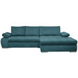 ECKSOFA Petrol Flachgewebe  - Chromfarben/Petrol, Design, Kunststoff/Textil (294/173cm) - Carryhome