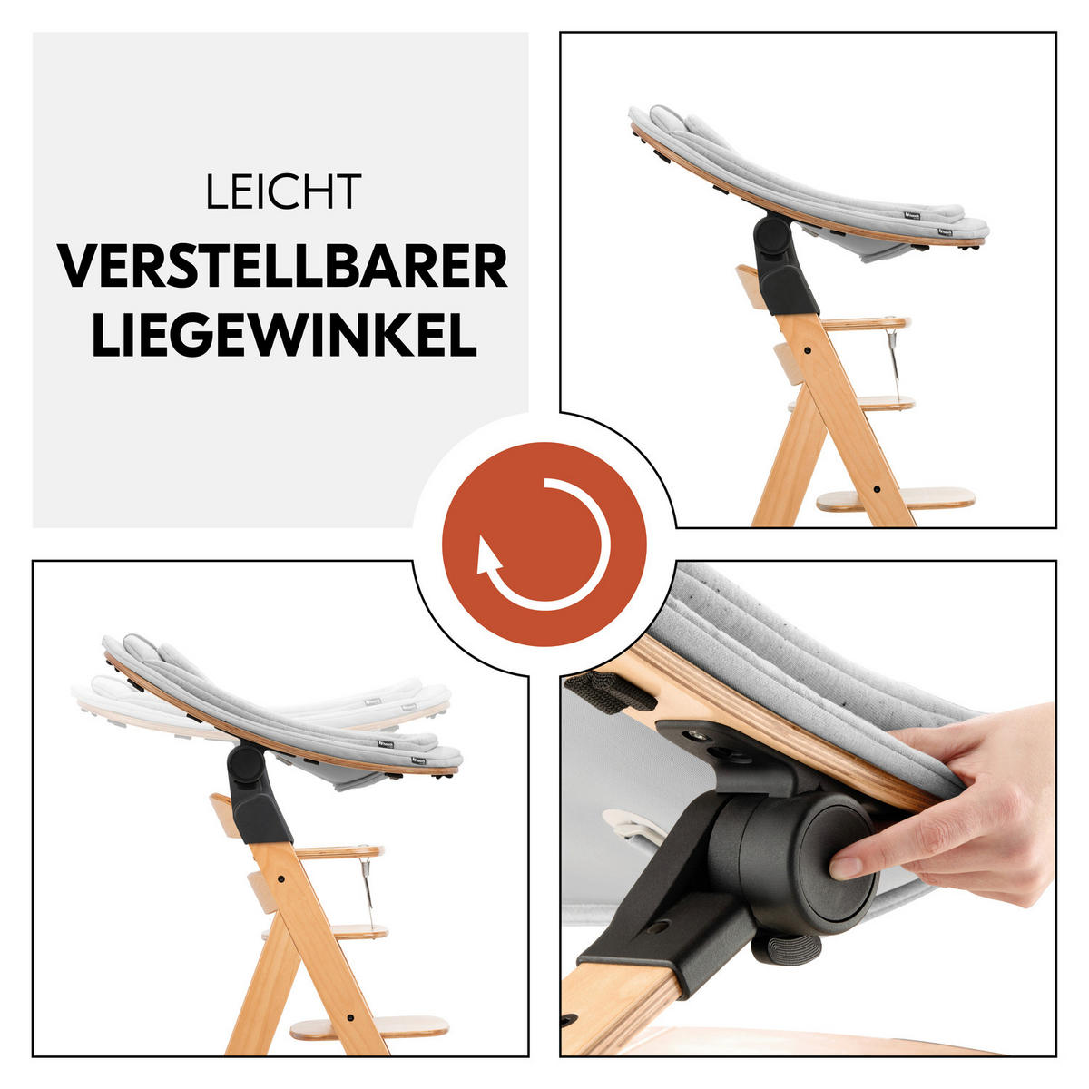 HOCHSTUHLLIEGE Highchair Bouncer Eco  - Buchefarben/Hellgrau, Basics, Holz/Textil (50/40/66cm) - Hauck