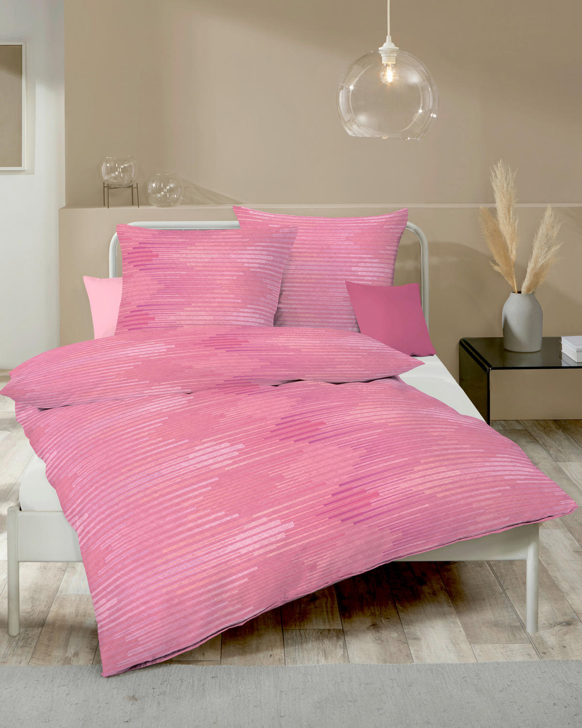 BETTWÄSCHE Ikat Allover Makosatin 135/200 cm  - Pink, Design, Textil (135/200cm) - Kaeppel