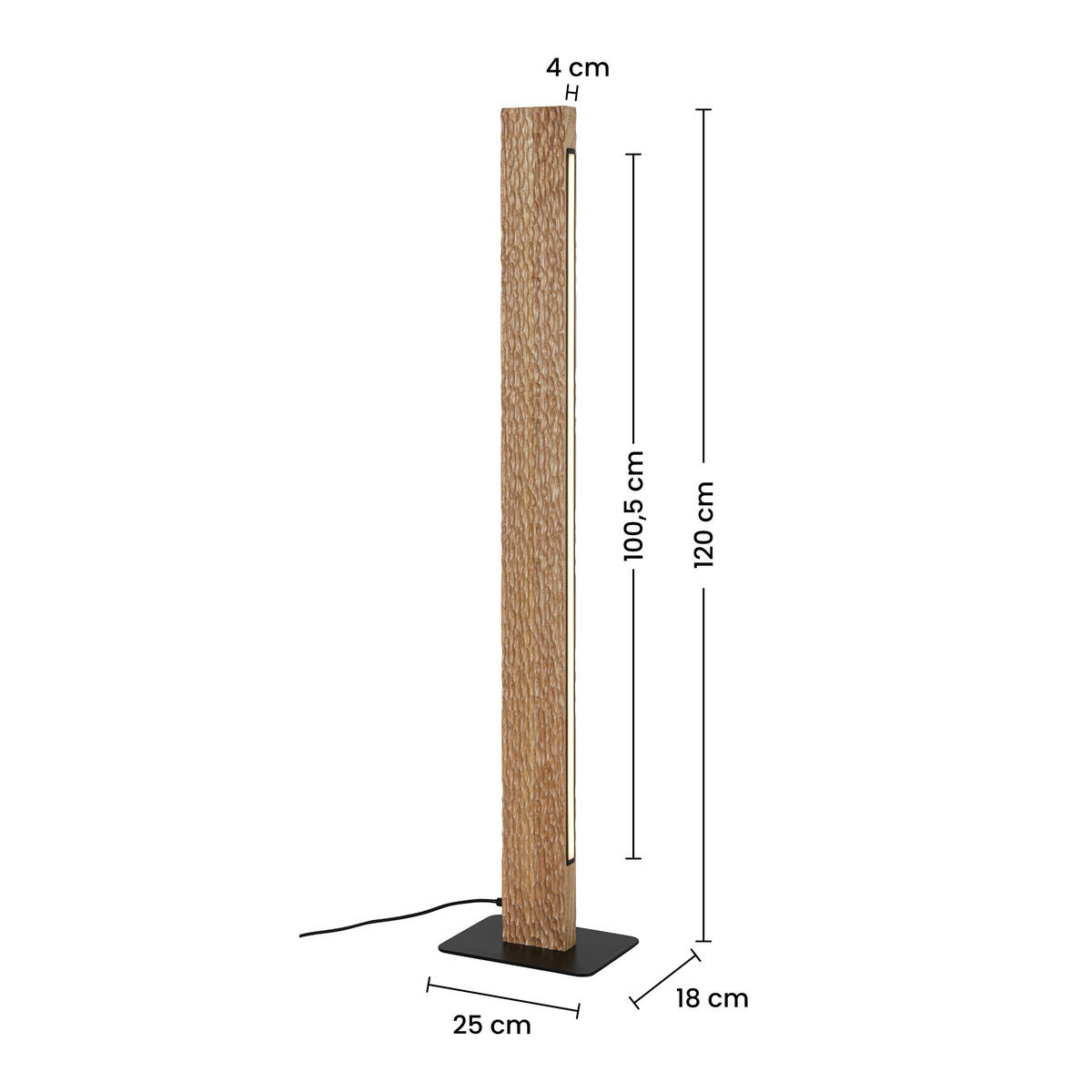 STEHLEUCHTE 18/120/25 cm  - Schwarz/Naturfarben, Trend, Holz/Kunststoff (18/120/25cm) - Collett's Monde