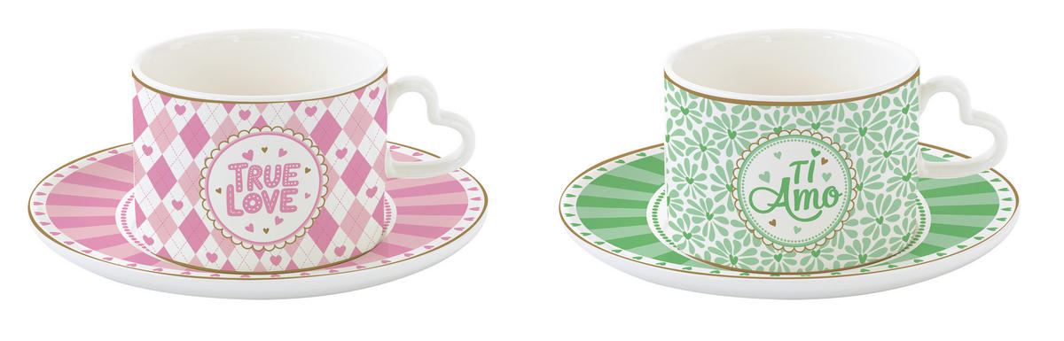 POHÁR  - pink/fehér, Basics, kerámia (0,24l)