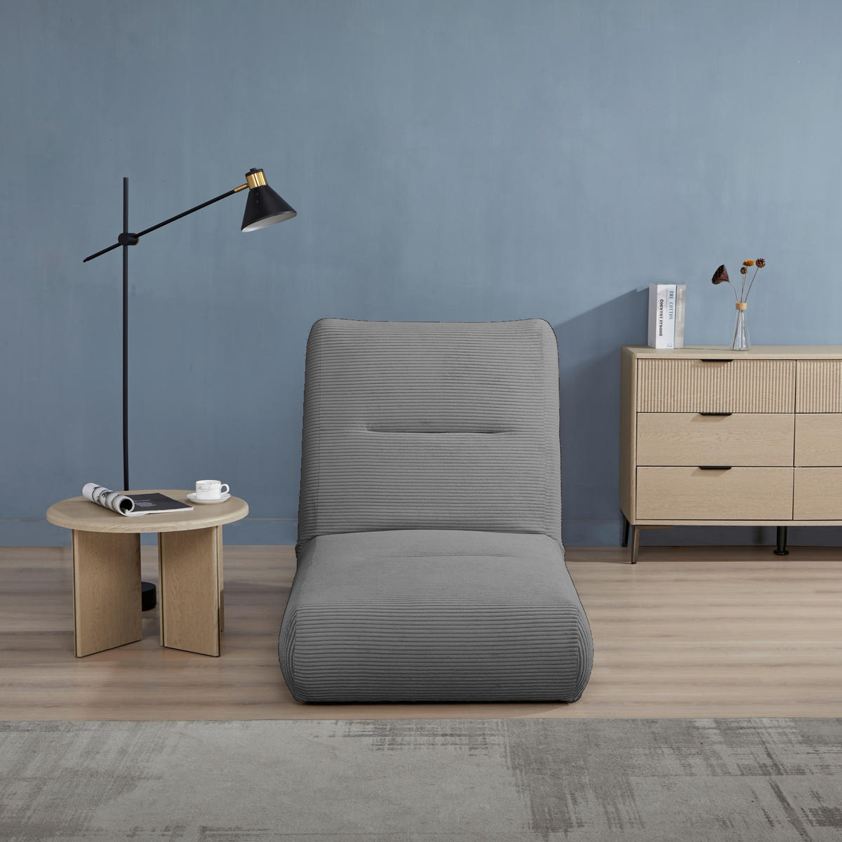 SCHLAFSESSEL in Cord Dunkelgrau  - Dunkelgrau, Design, Textil (81/88/160cm) - Livetastic