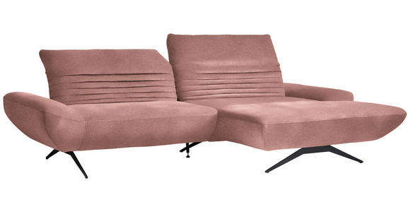 ECKSOFA  in Teddystoff Altrosa  280/170-195 cm  - Schwarz/Altrosa, Design, Textil/Metall (280/170-195cm) - Dieter Knoll