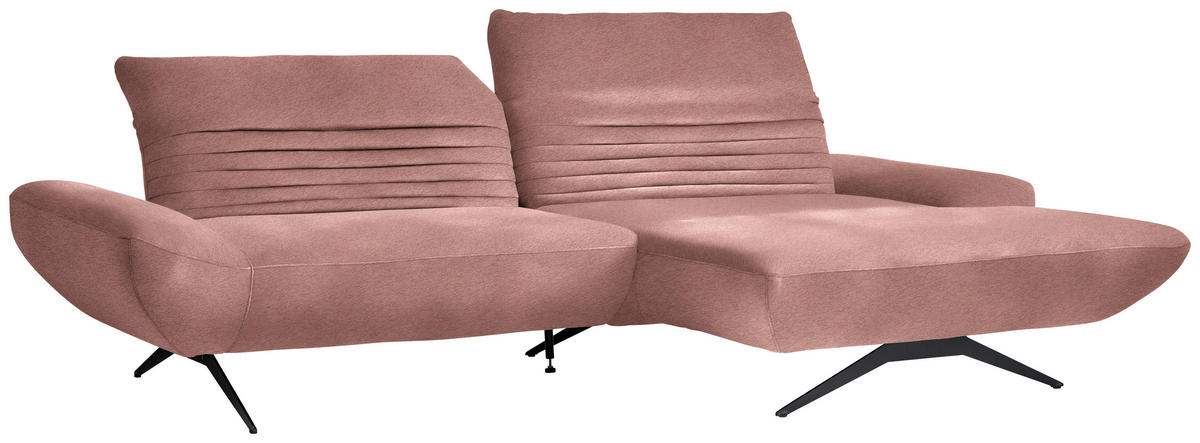 ECKSOFA  in Teddystoff Altrosa  280/170-195 cm  - Schwarz/Altrosa, Design, Textil/Metall (280/170-195cm) - Dieter Knoll
