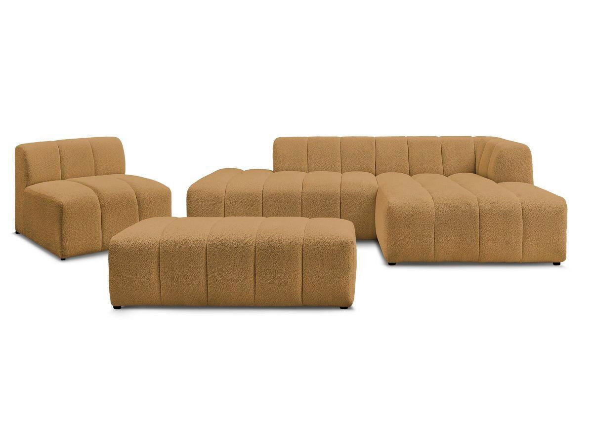 ECKSOFA Ottomane rechts  ANNECY Gelb Bouclé  - Gelb/Schwarz, MODERN, Kunststoff/Textil (262/170cm)