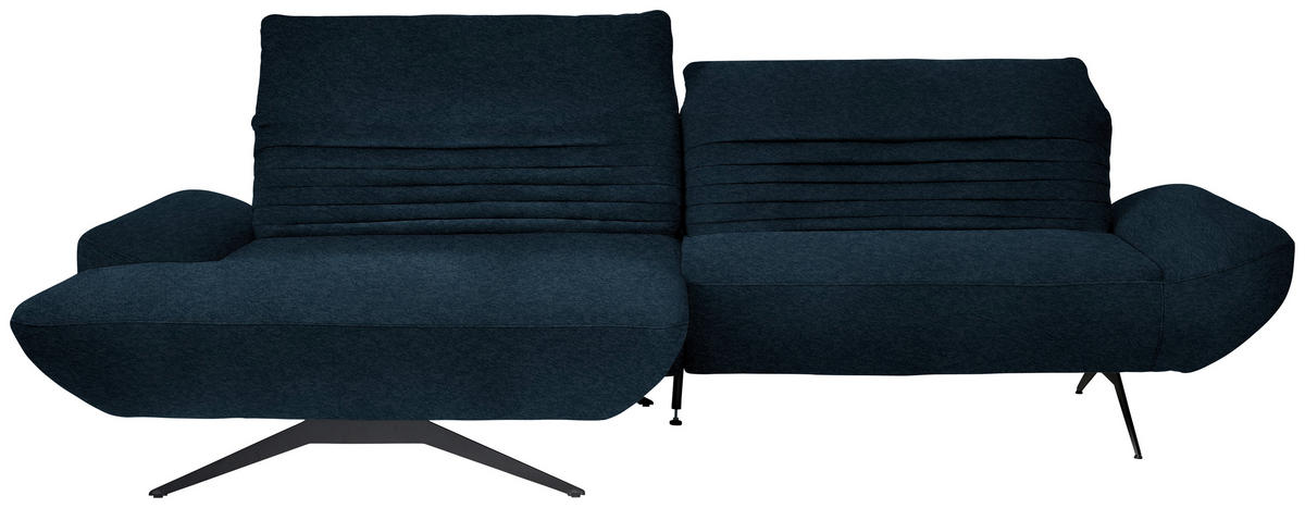 ECKSOFA  in Teddystoff Dunkelblau  170-195/280 cm  - Schwarz/Dunkelblau, Design, Textil/Metall (170-195/280cm) - Dieter Knoll