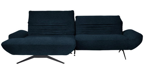ECKSOFA  in Teddystoff Dunkelblau  170-195/280 cm  - Schwarz/Dunkelblau, Design, Textil/Metall (170-195/280cm) - Dieter Knoll