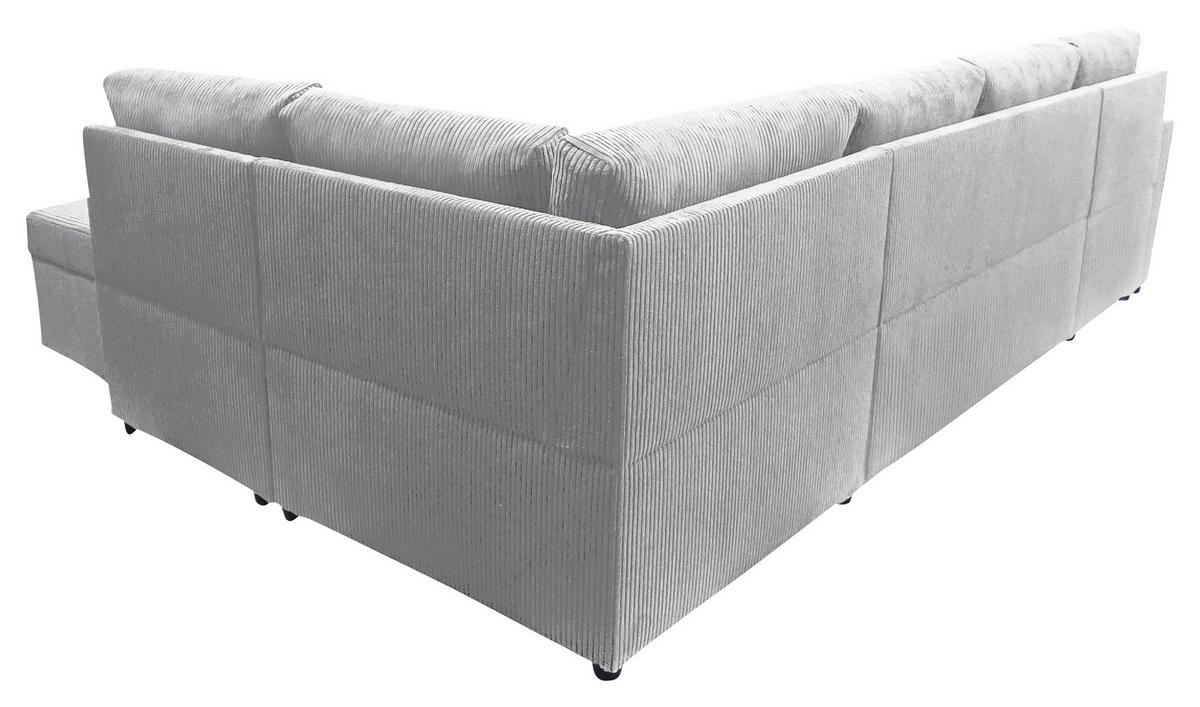 WOHNLANDSCHAFT in Cord Hellgrau  - Hellgrau/Schwarz, Design, Kunststoff/Textil (155/297/212cm) - MID.YOU