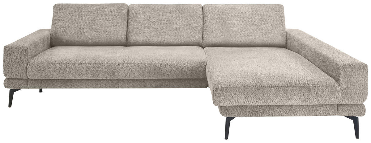 ECKSOFA Grau Chenille  - Schwarz/Grau, KONVENTIONELL, Textil/Metall (294/184cm) - SetOne by Musterring