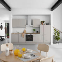 KÜCHENBLOCK Touch 330 cm  in Grau, Eiche dunkel  - Eiche dunkel/Schwarz, MODERN, Holzwerkstoff/Metall (330cm) - Nobilia