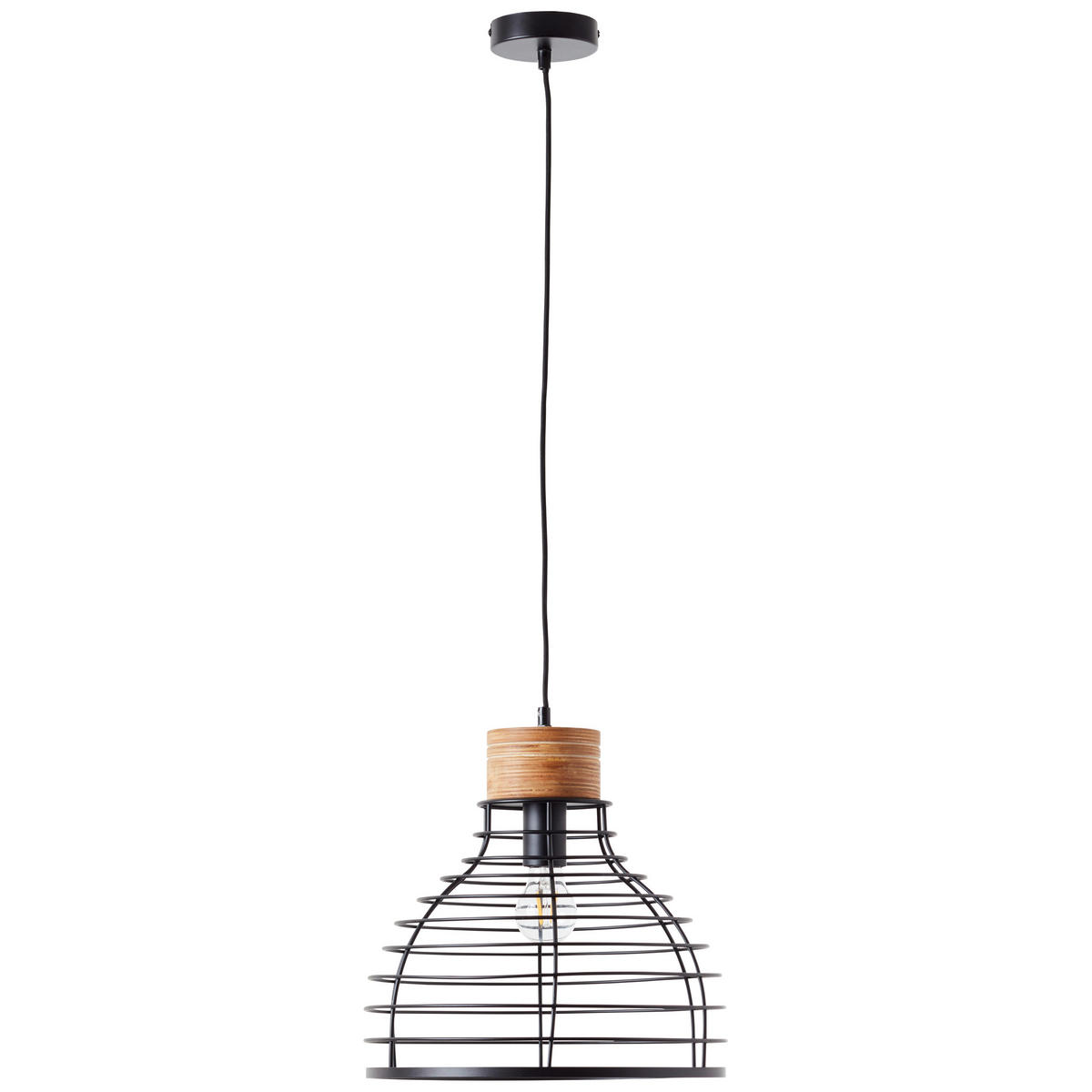 PENDELLEUCHTE 35/135 cm  - Schwarz, Natur, Holz/Metall (35/135cm) - Brilliant
