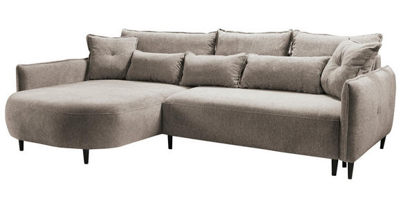 ECKSOFA Taupe Chenille  - Taupe/Schwarz, MODERN, Textil/Metall (200/285cm) - Carryhome