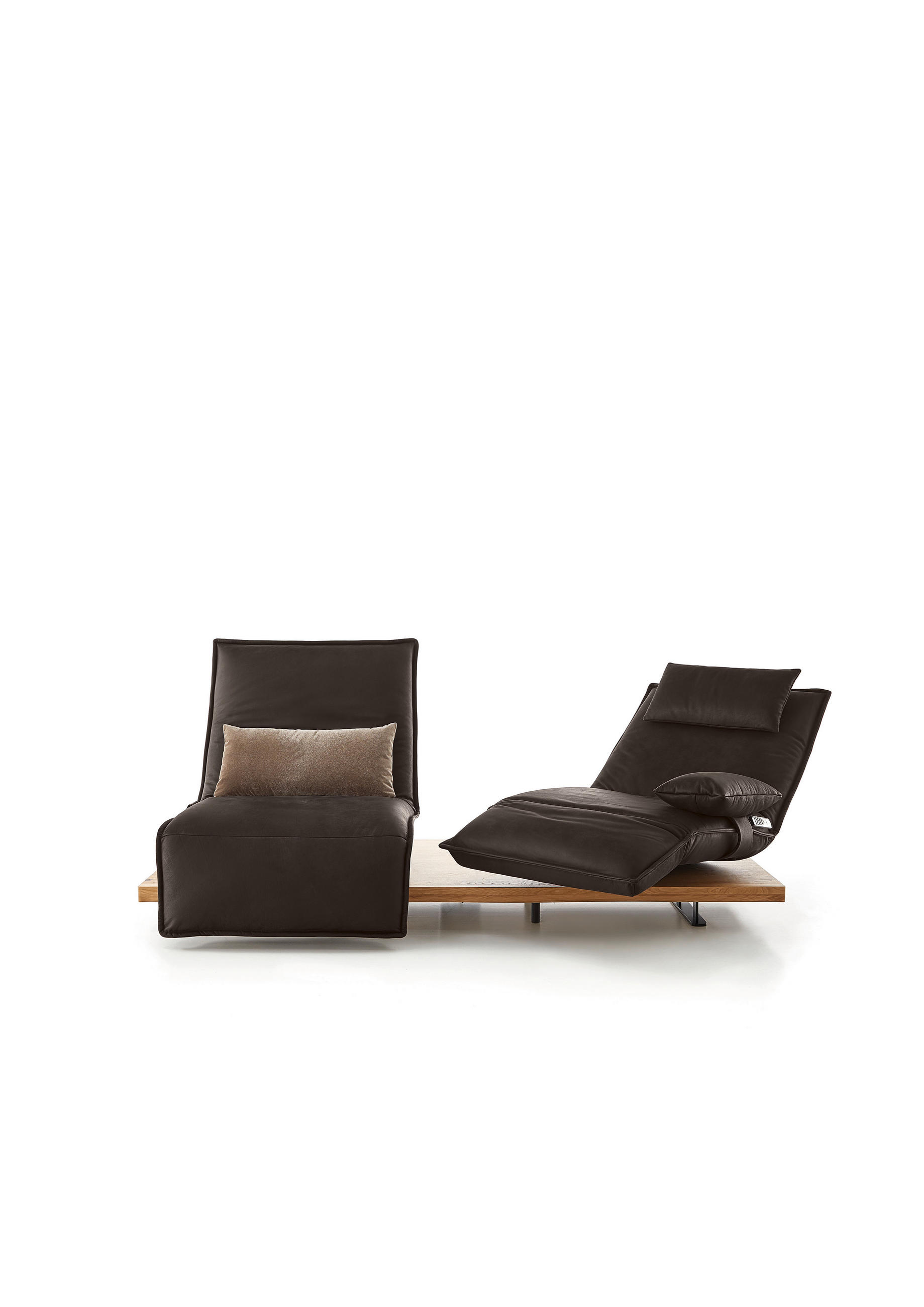 2-SITZER-SOFA in Echtleder Eichefarben, Dunkelbraun  - Eichefarben/Dunkelbraun, Natur, Leder/Holz (240/63/115cm) - Koinor