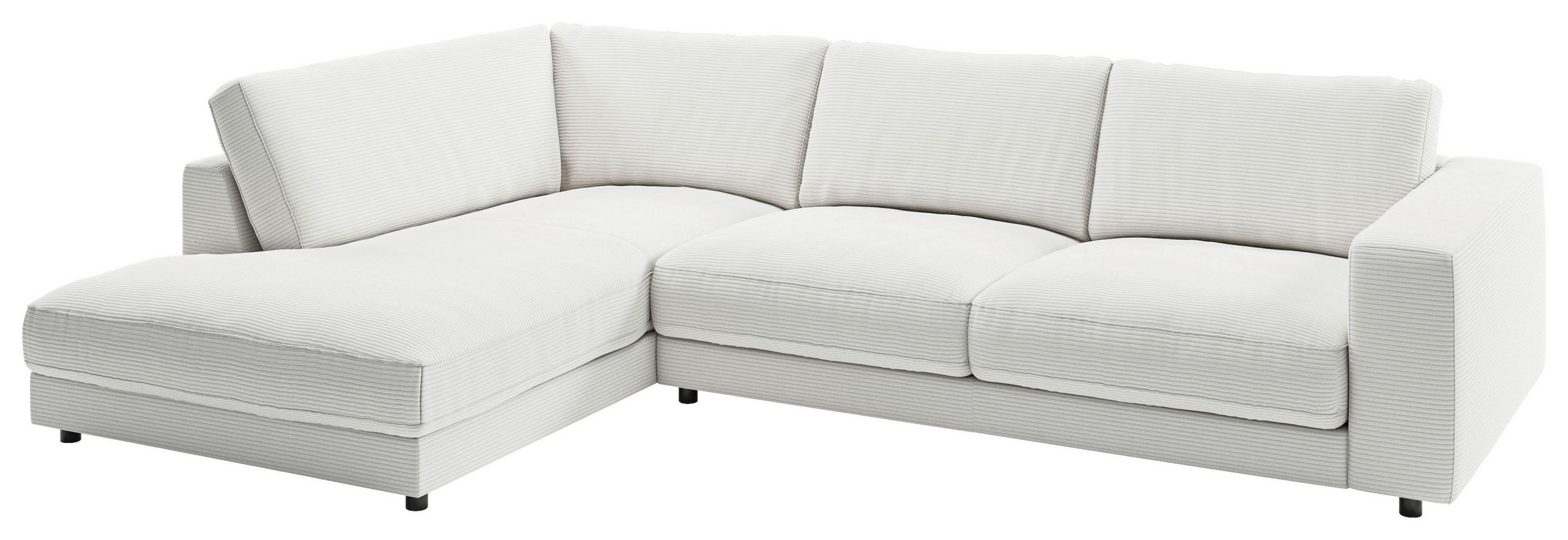 ECKSOFA in Cord Weiss  - Weiss/Schwarz, Design, Kunststoff/Textil (224/325cm) - Pure Home Lifestyle