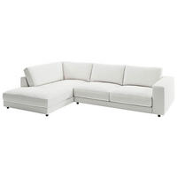 ECKSOFA in Cord Weiss  - Weiss/Schwarz, Design, Kunststoff/Textil (224/325cm) - Pure Home Lifestyle