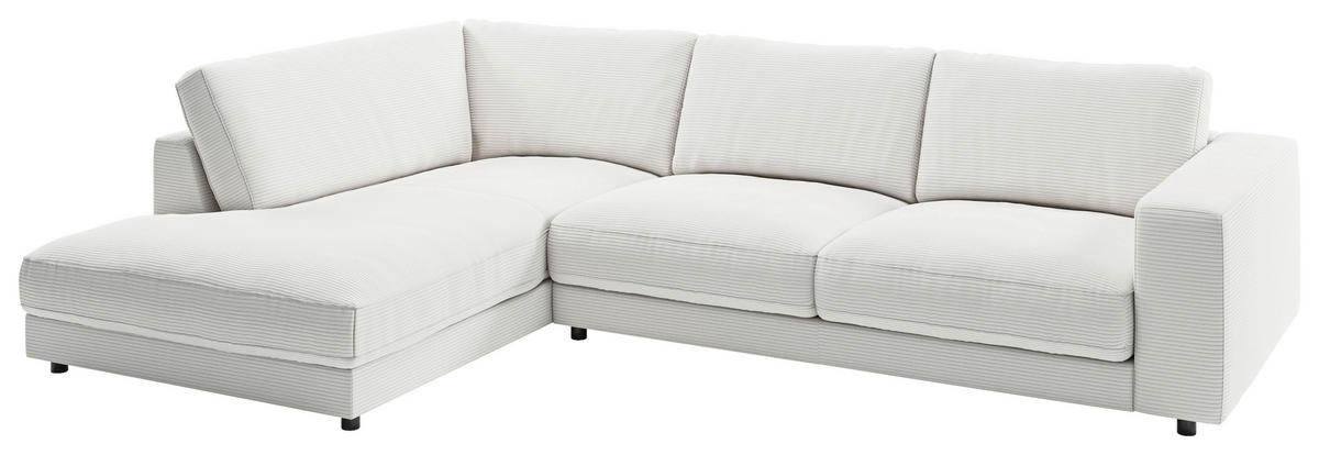 ECKSOFA in Cord Weiss  - Weiss/Schwarz, Design, Kunststoff/Textil (224/325cm) - Pure Home Lifestyle