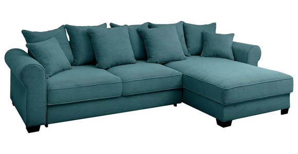 ECKSOFA Azurblau Cord  - Azurblau/Schwarz, KONVENTIONELL, Kunststoff/Textil (318/197cm) - Hom`in