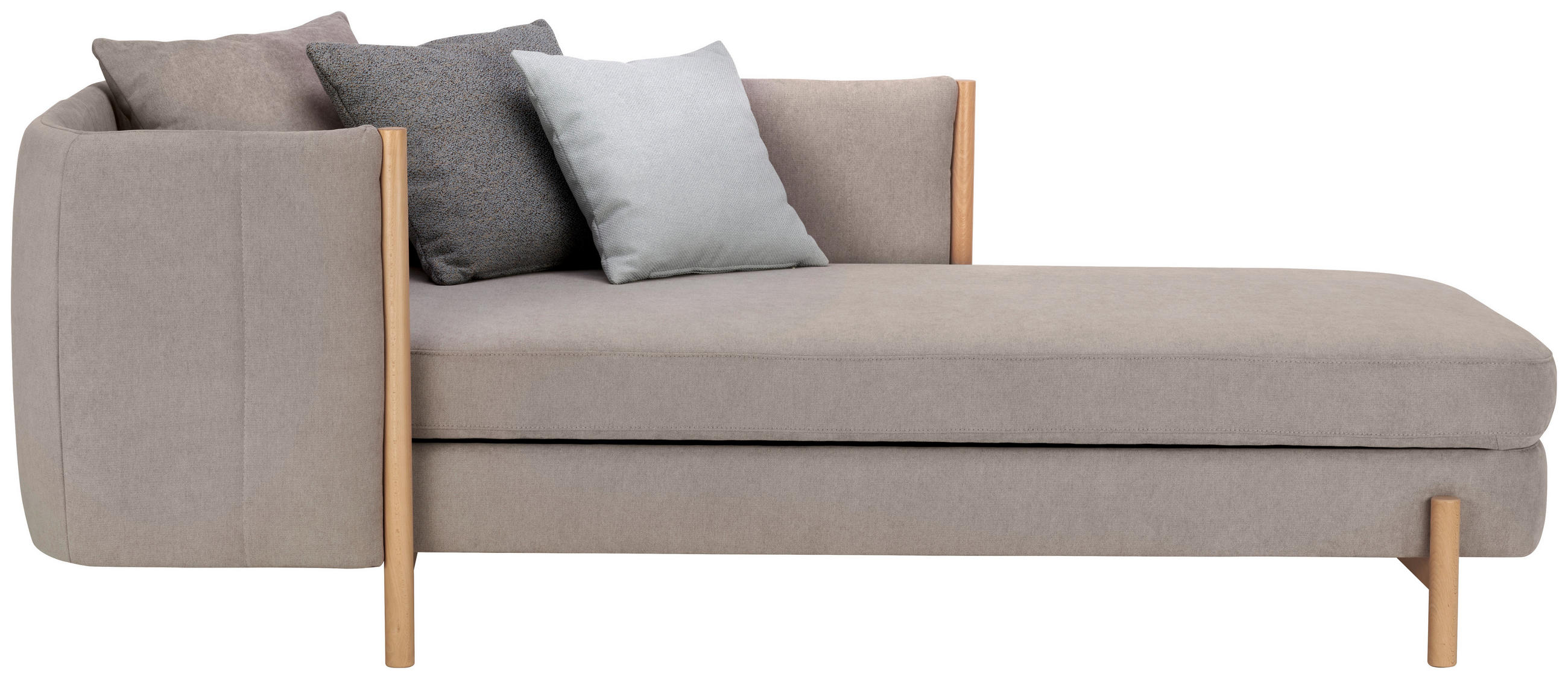 RÉCAMIERE Greige Plüsch  - Greige/Naturfarben, Design, Holz/Textil (216/90/109cm) - Niels Andersson