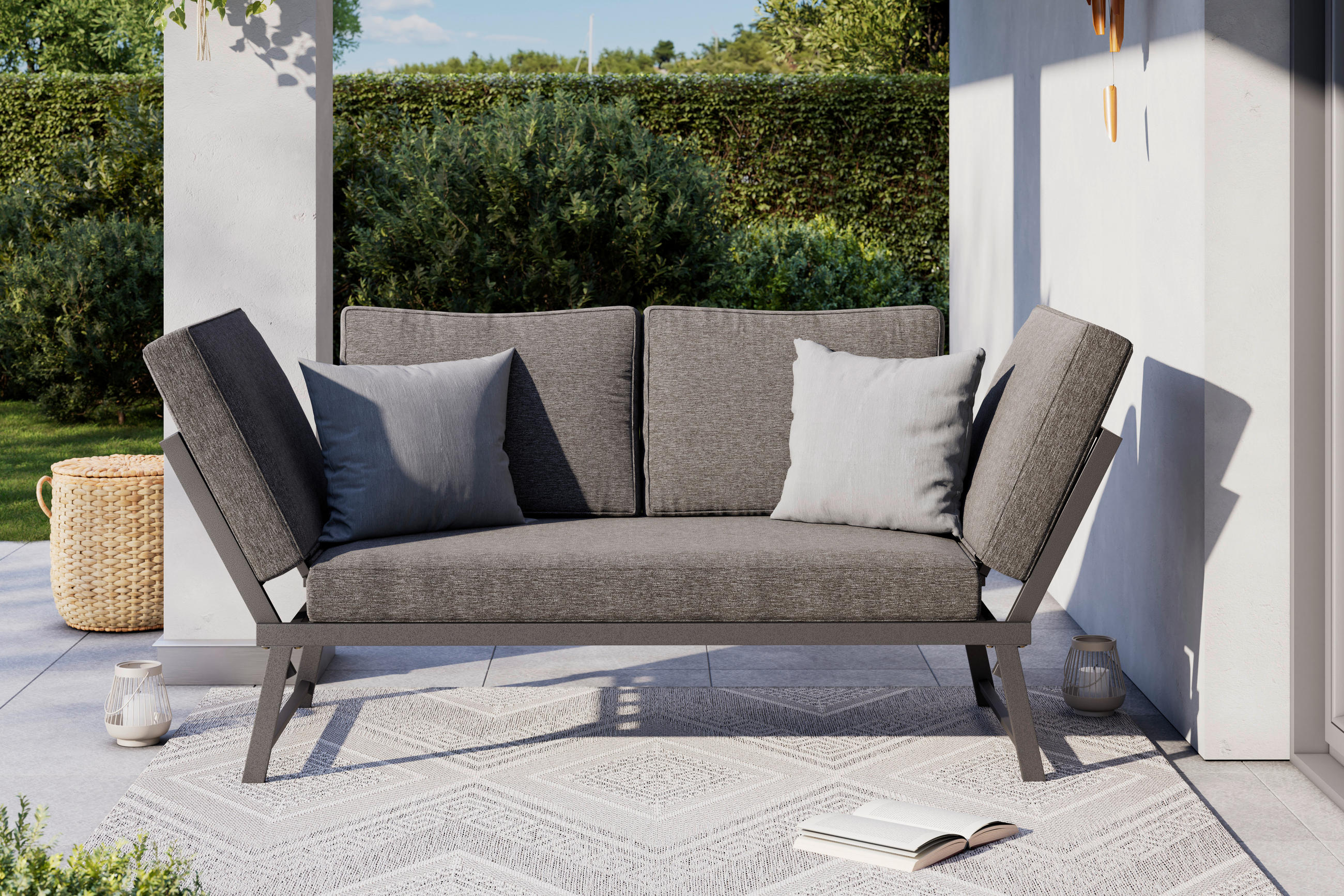 GARTENBANK 220/163/68/70 cm  in Grau  - Grau, MODERN, Metall (220/163/68/70cm) - Ambia Garden