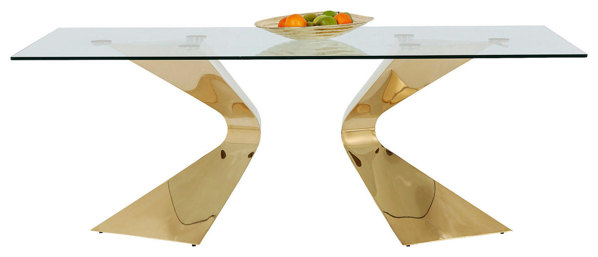 ESSTISCH rechteckig Goldfarben  - Goldfarben, Design, Glas/Metall (200/100/75cm) - Kare-Design