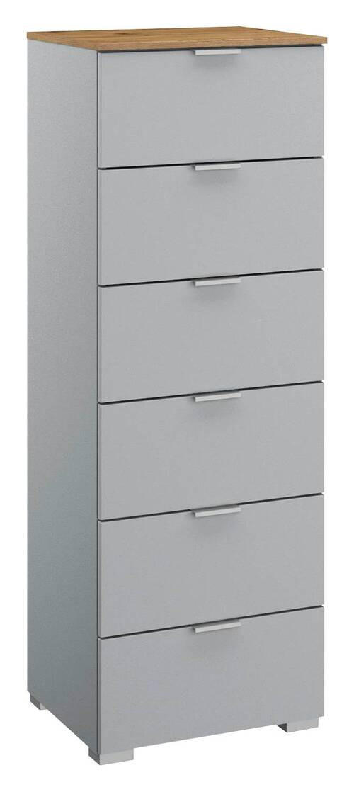 KOMMODE 40/119/42 cm  in Grau, Eichefarben  - Eichefarben/Alufarben, Trend, Holzwerkstoff/Kunststoff (40/119/42cm) - Stylife